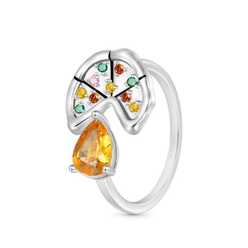 Multicolor Pear CZ Pizza Ring