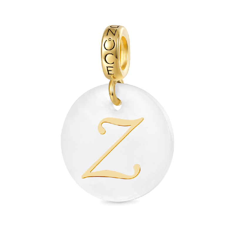 Natural Shell Gold Letters Pendant