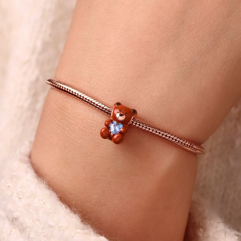 Bear Embraces Heart Charm
