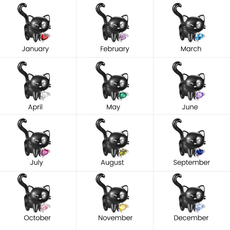 Black Cat Heart Tail Charm