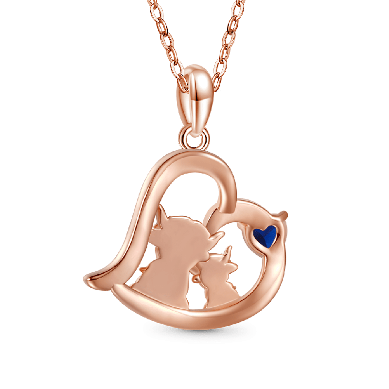 Highland Cow Heart Birthstone Necklace