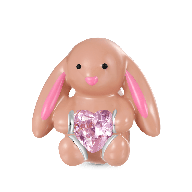 Beige Bunny Embraces Love Charm