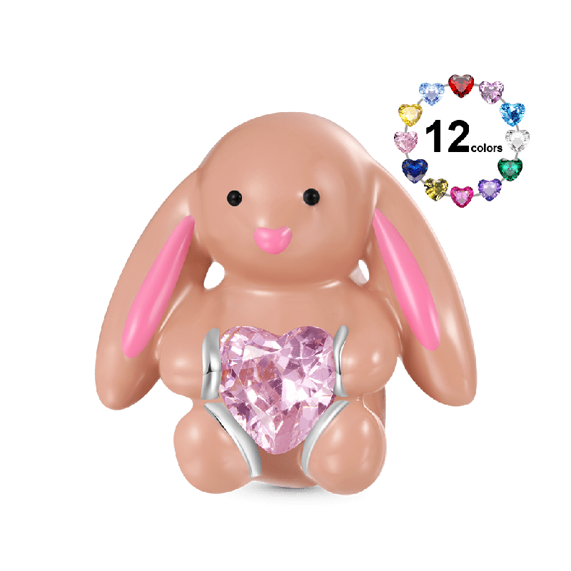 Beige Bunny Embraces Love Charm