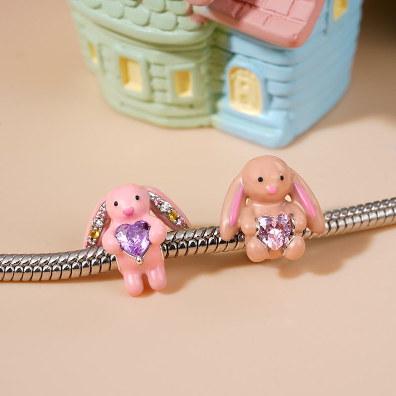 Beige Bunny Embraces Love Charm