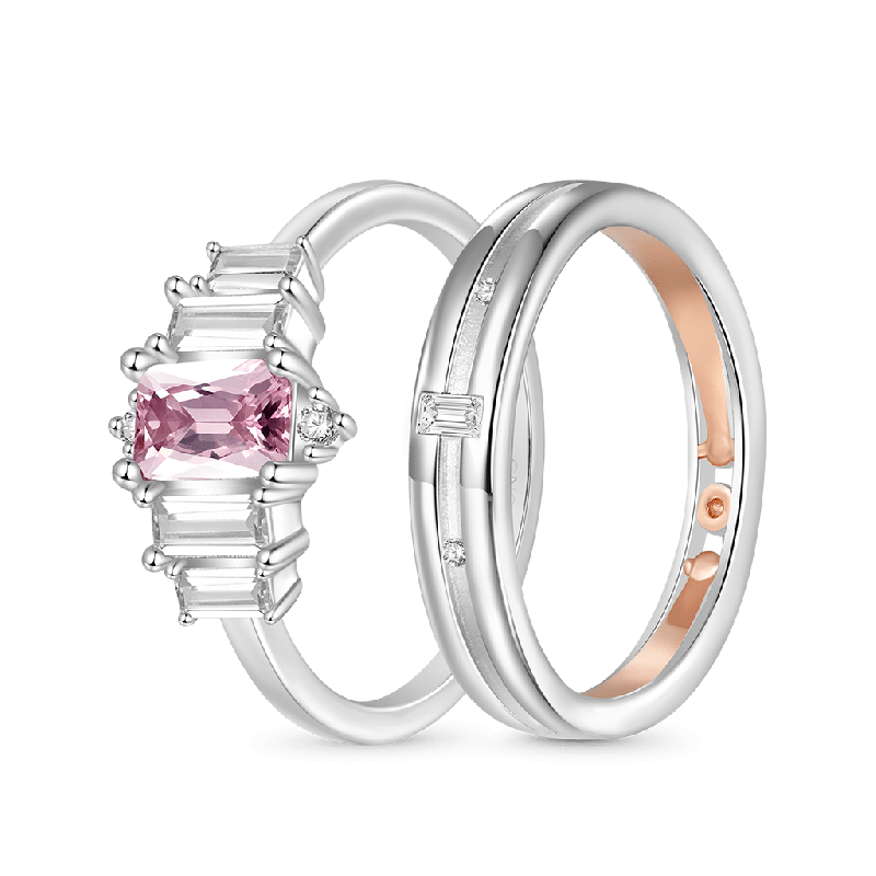 Pink Cubic Zirconia Couple Rings