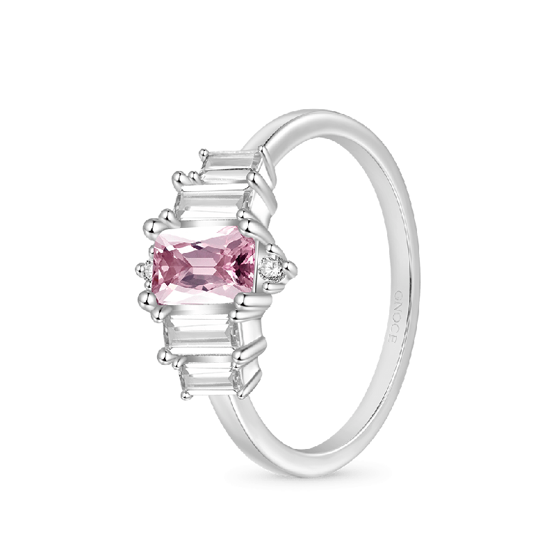 Pink Cubic Zirconia Womens Ring