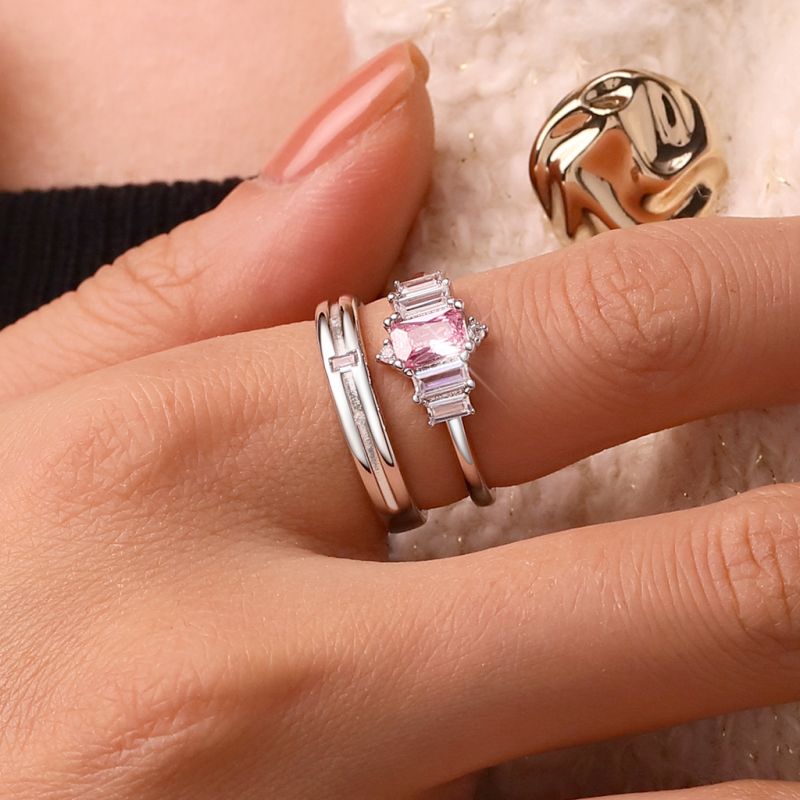 Pink Cubic Zirconia Womens Ring