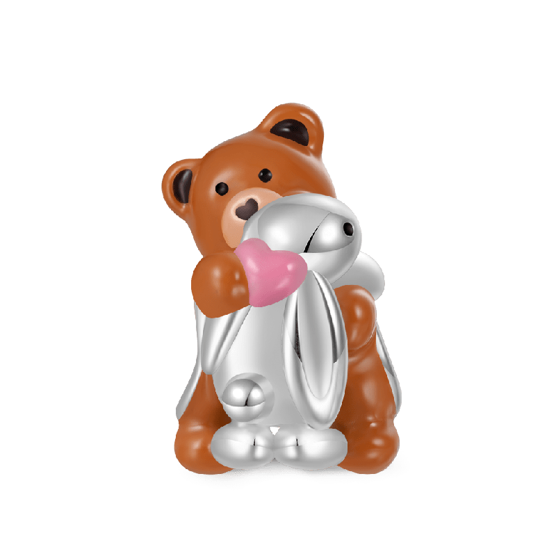 Little Bear Hugs Bunny Charm