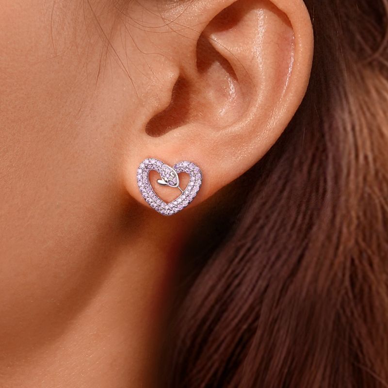 Snake Heart Stud Earrings