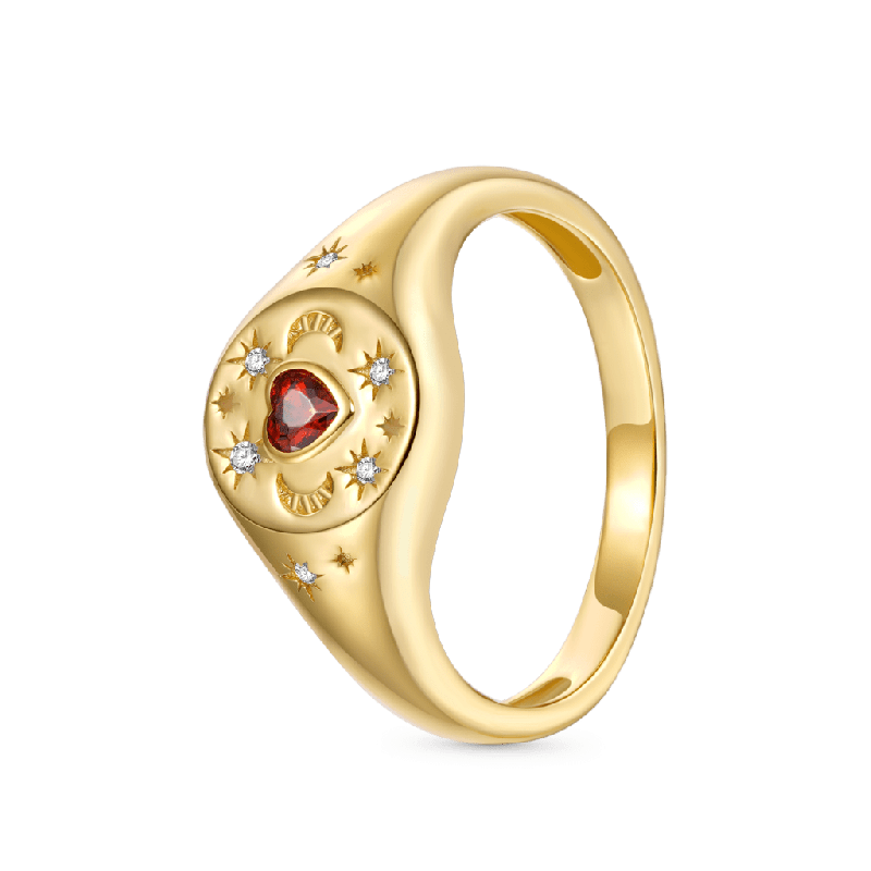 Vintage Heart Signet Ring