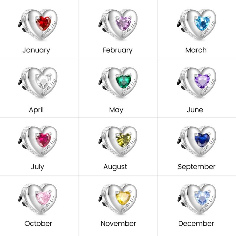 Toothless Heart Birthstone Charm