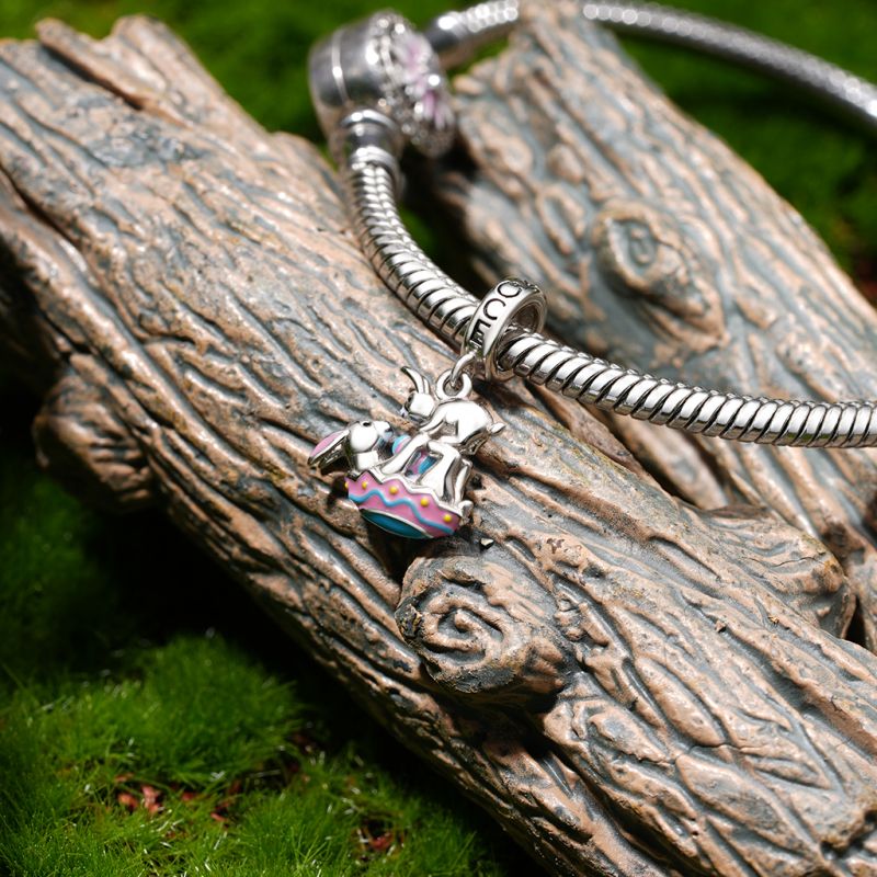 Easter Eggs Kissing Bunny Charm