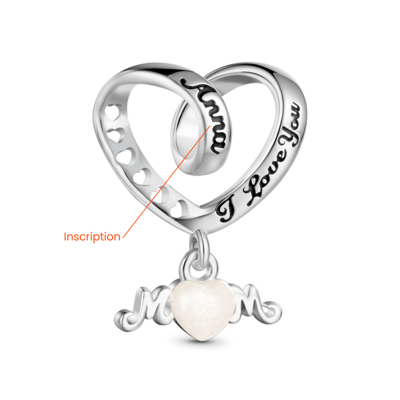 Engravable I love you MoM Heart Charm