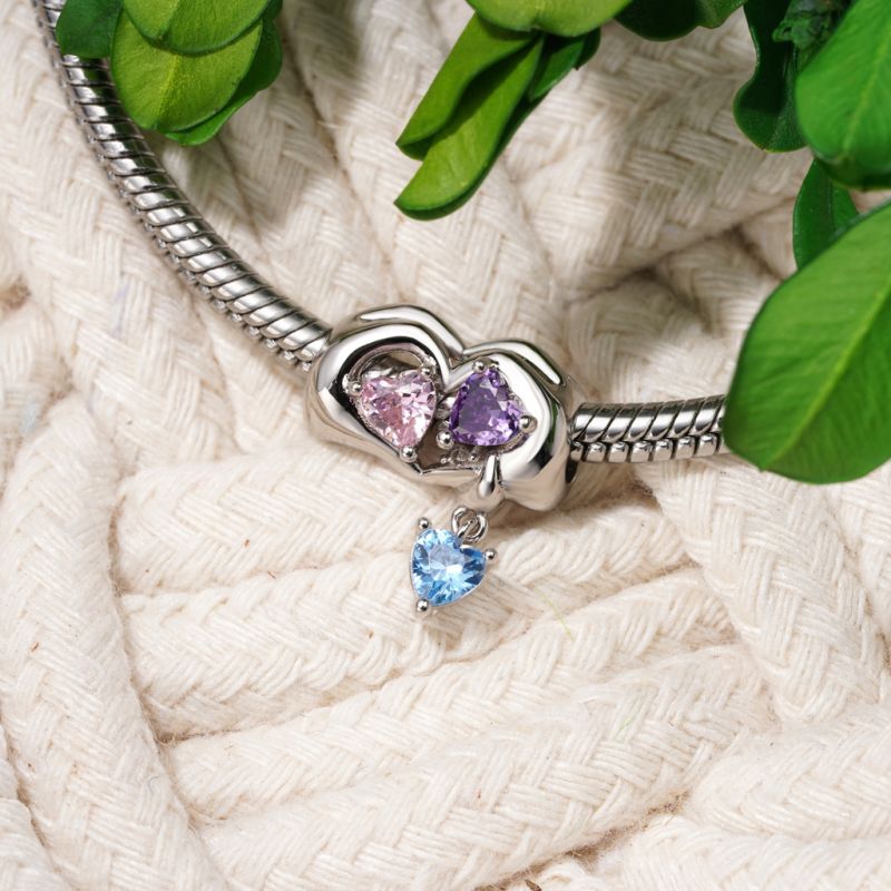 Family of Three Holding Hands Charm