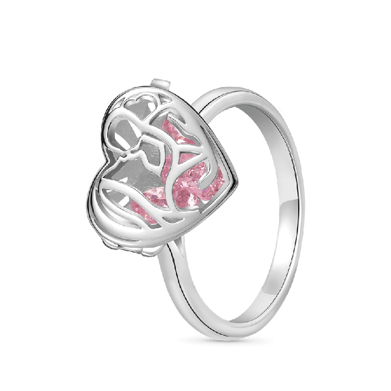 Openable Hollow Heart with Diamond Ring