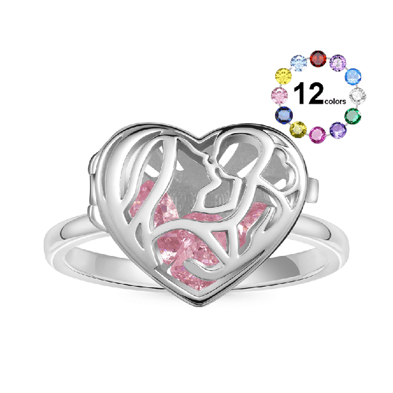 Openable Hollow Heart with Diamond Ring