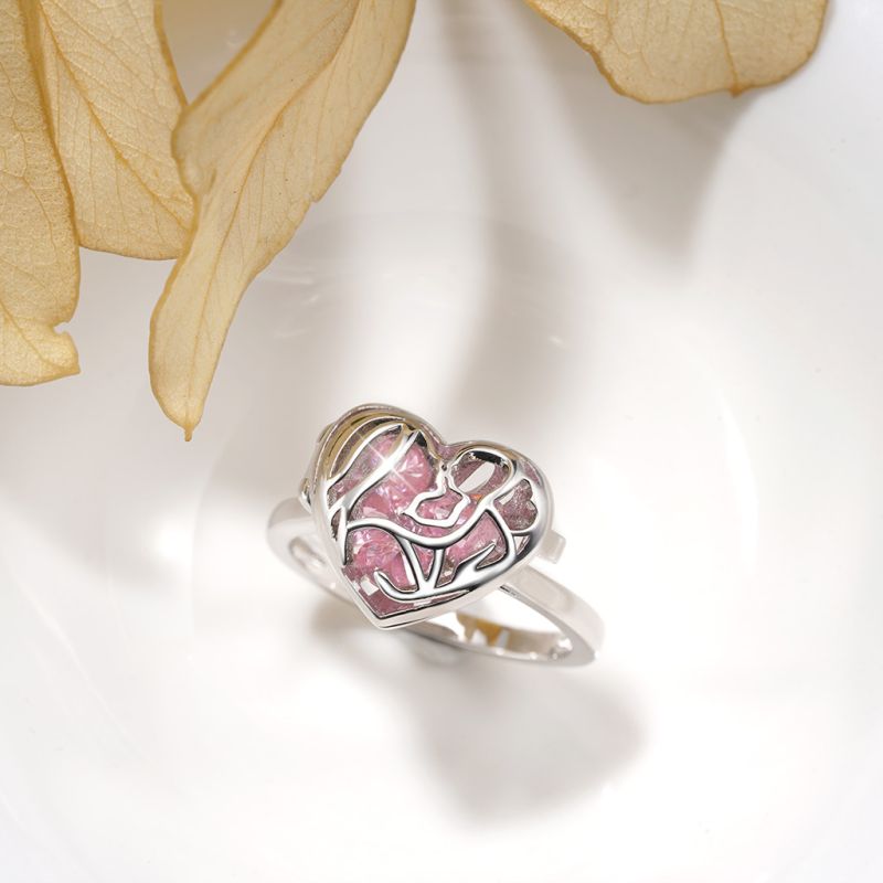 Openable Hollow Heart with Diamond Ring