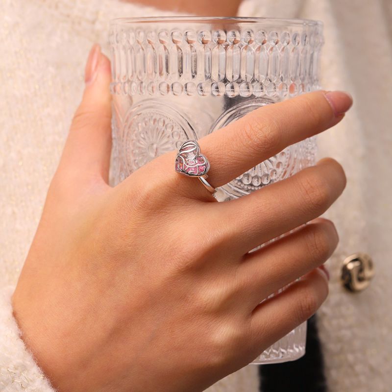 Openable Hollow Heart with Diamond Ring