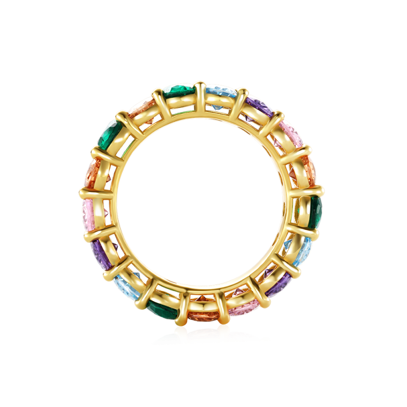 Rainbow Oval-cut Band Ring
