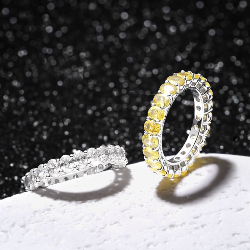 White Topaz Oval-cut Eternity Ring