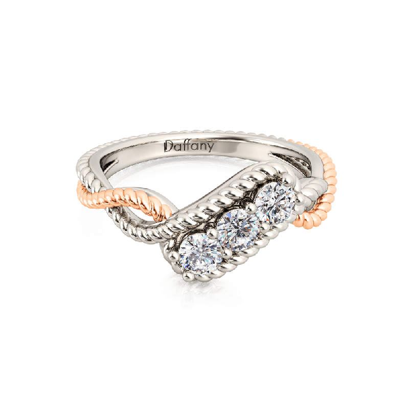 Three Stone Twisted Infinity Ring