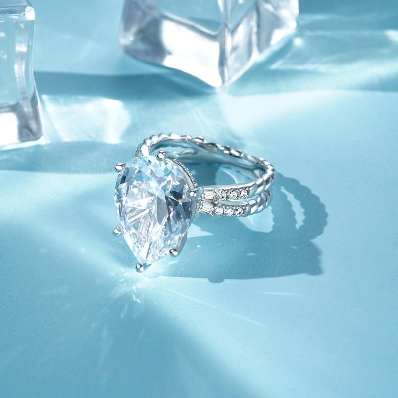 Pear Cut Split Shank Cocktail Ring