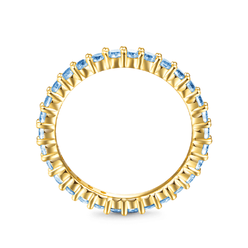 Aquamarine Round-cut Band Ring