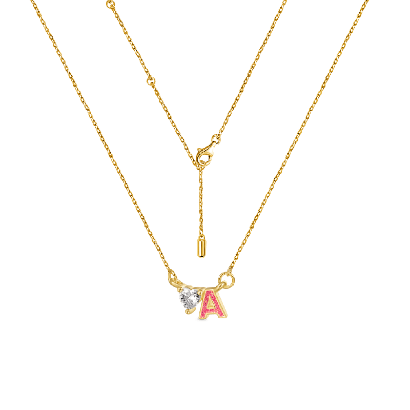 Initial A Birthstone Gold Necklace