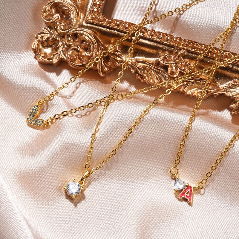 Initial A Birthstone Gold Necklace