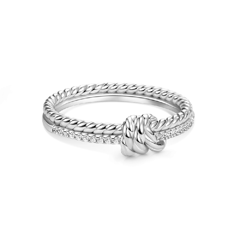 Knot Twisted Rope Channel Band Ring