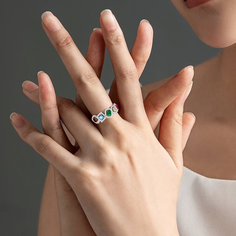 Mixed Shape Halo Twisted Rope Ring