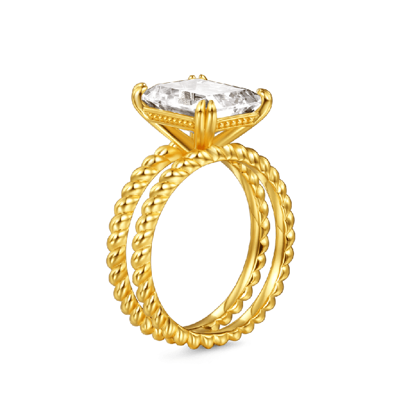 Radiant-cut Soliatire Split Shank Ring
