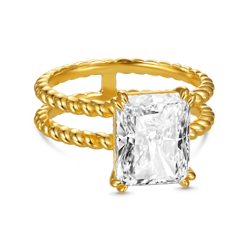 Radiant-cut Soliatire Split Shank Ring