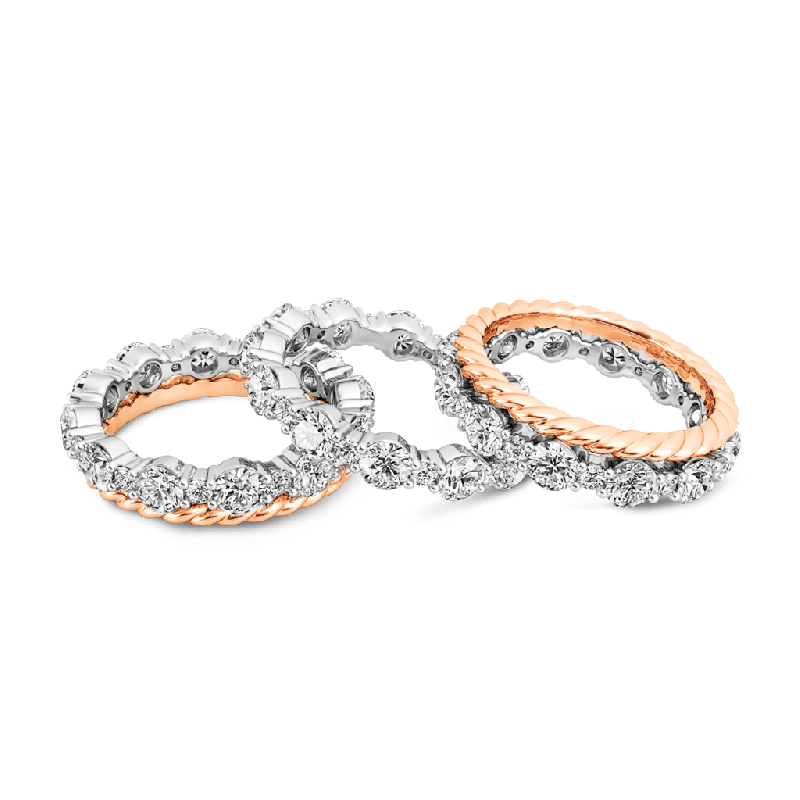 Stackable Two-tone Paved Trio Ring Set