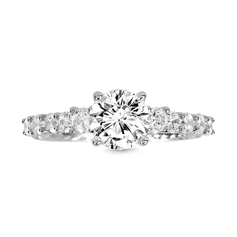 Round Gemstone Trellis Engagement Ring
