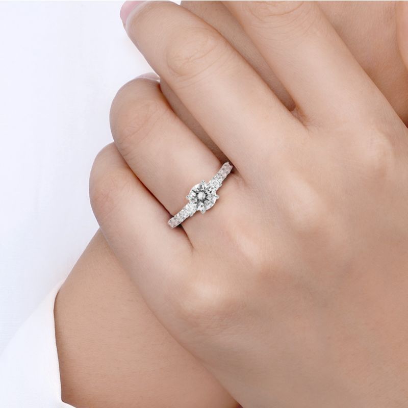 Round Gemstone Trellis Engagement Ring