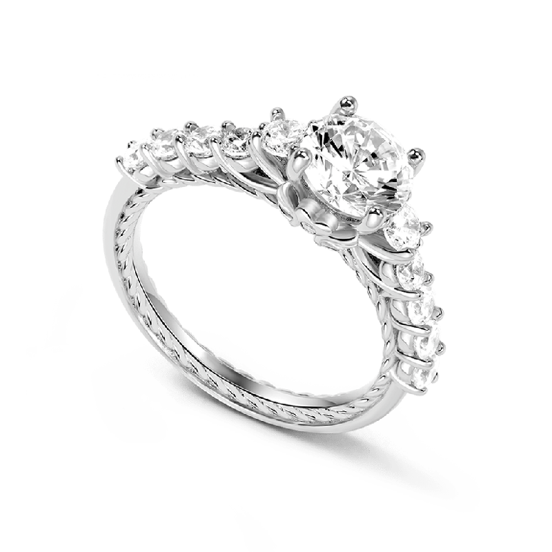 Round Gemstone Trellis Engagement Ring