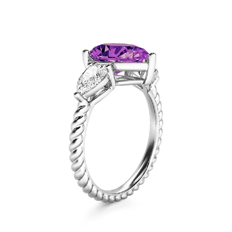 Three-stone Twisted Rope Ring