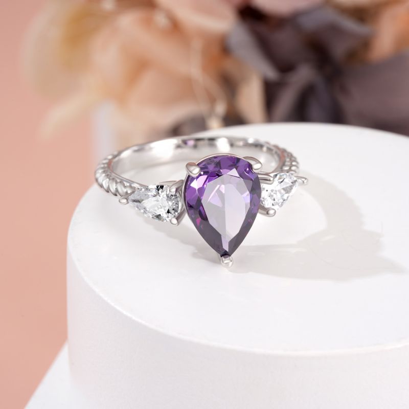 Three-stone Twisted Rope Ring