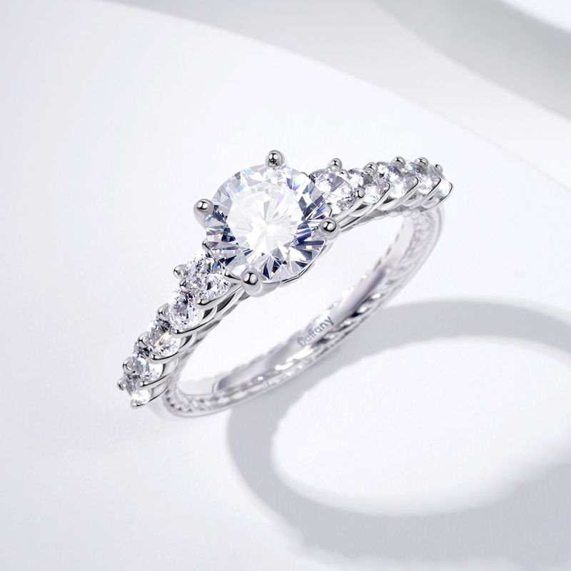 Round Gemstone Trellis Engagement Ring