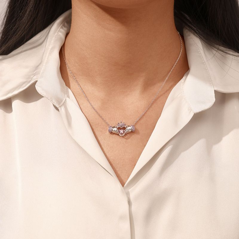 Hands Heart Crown Necklace