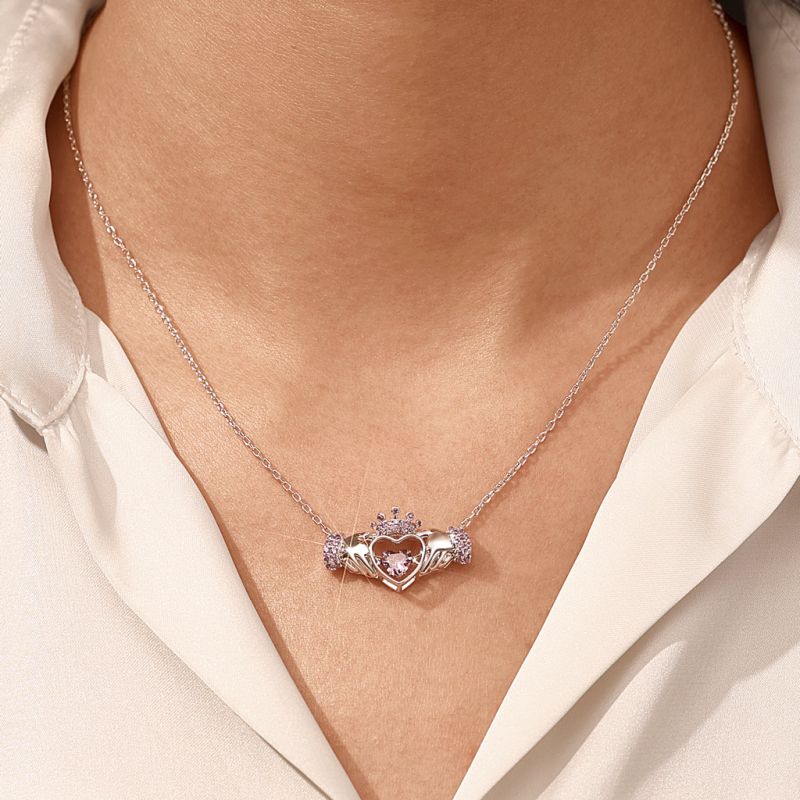 Hands Heart Crown Necklace