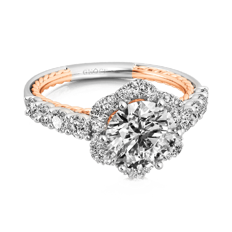 Round Cut Cluster Engagement Ring