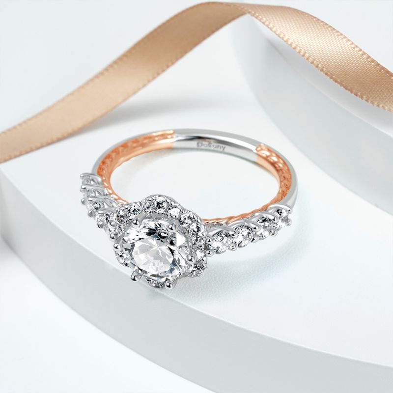 Round Cut Cluster Engagement Ring