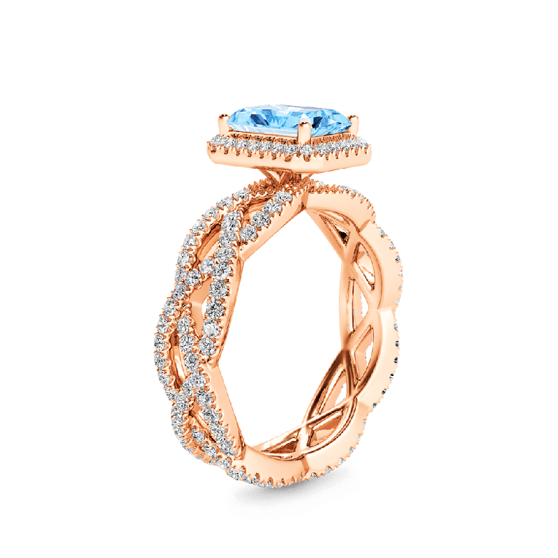 Radiant-cut Halo Crossover Ring