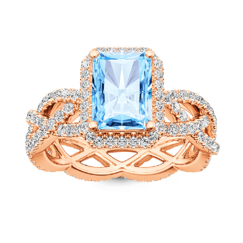 Radiant-cut Halo Crossover Ring