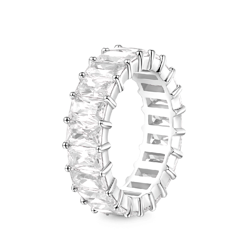 White Topaz Baguette Cut Band Ring