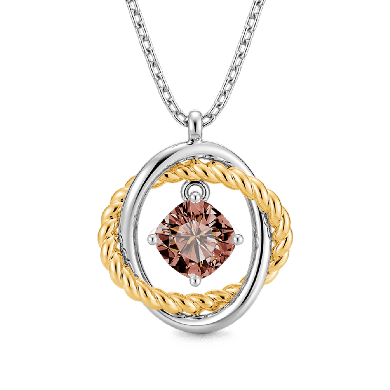 Brown Cushion Crossover Necklace