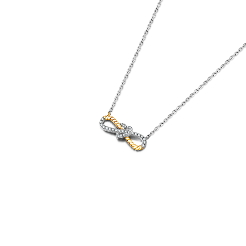 Two-tone Infinity & Heart Twisted Rope Necklace