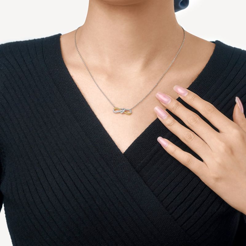 Two-tone Infinity & Heart Twisted Rope Necklace